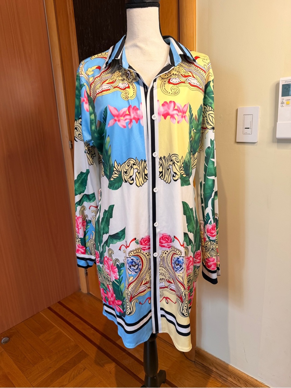 Zara Vibrant Tropical Button-Up Tunic sz XXL